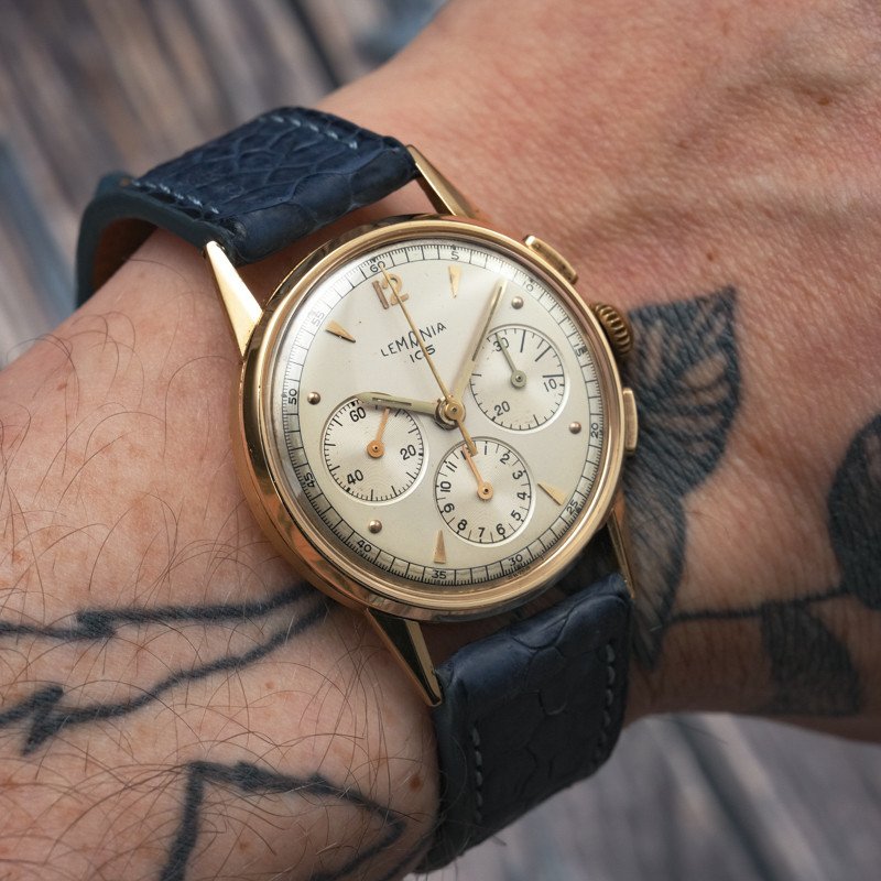 Lemania Chronograph 105 18k Yellow Gold -1950-