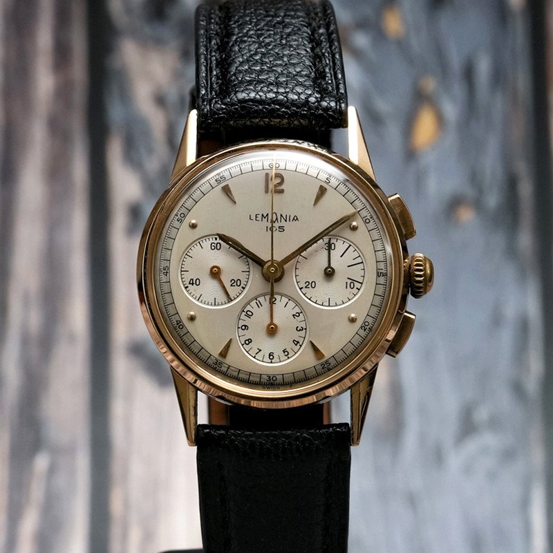 Lemania Chronographe 105 Or Jaune 18k -1950-