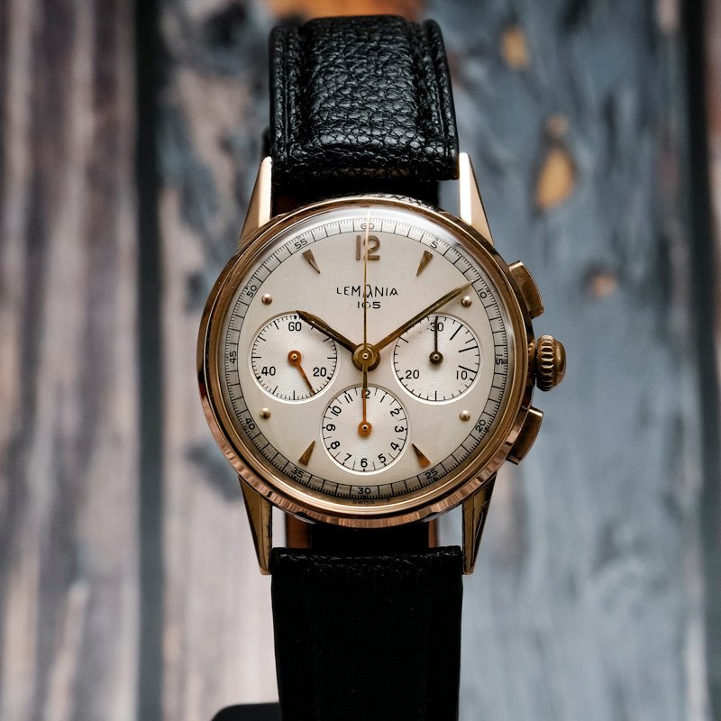 Lemania Chronograph 105 18k Yellow Gold -1950-