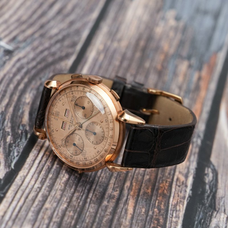 Orator Extra Chronograph Triple Date 18kts Rose Gold Cal.valjoux 72c -1950--photo-3