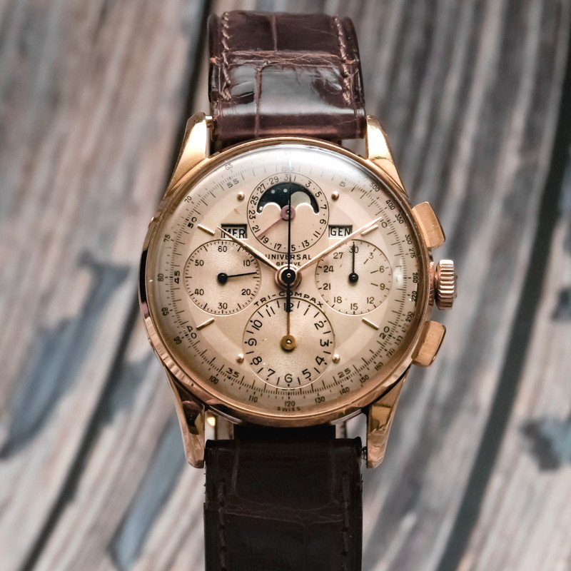 Universal Genève Tri-compax Moon Phases 18kt Rose Gold -1948-