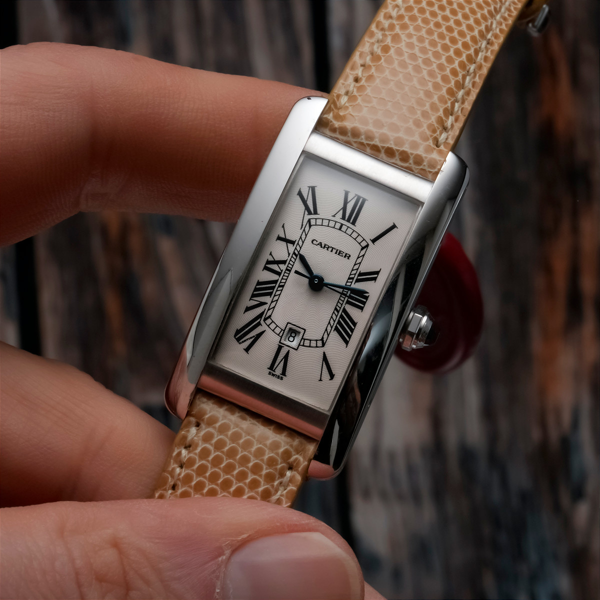 Cartier Tank Americaine Auromatique Or Blanc 18kts Circa 2000-photo-3