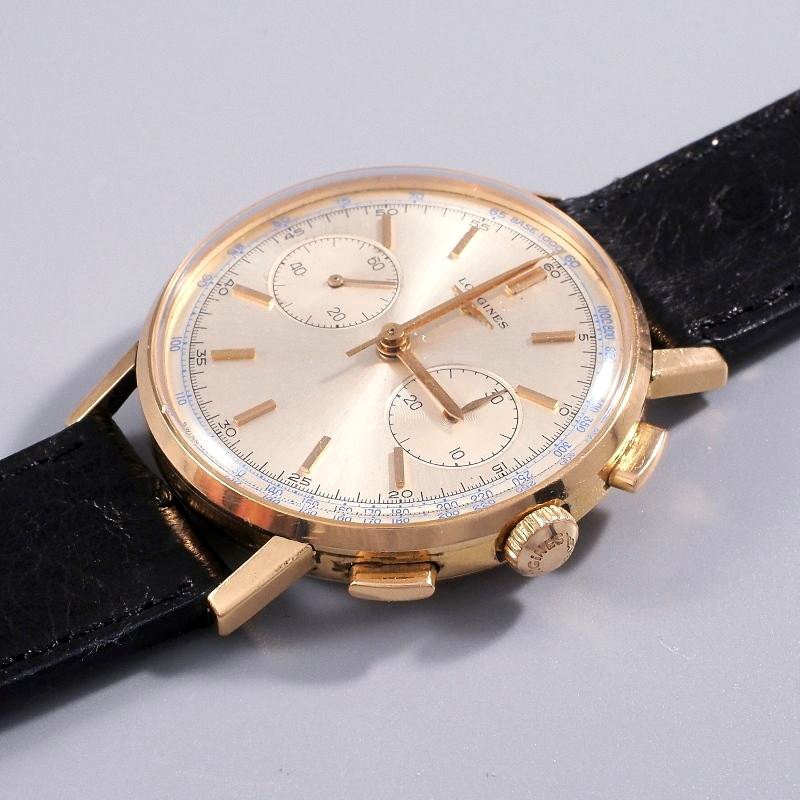 Proantic Longines 30ch Flyback Chronograph 18kts Rose Gold Circa 1960