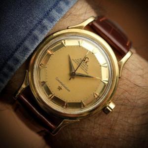 Vintage Omega Constellation De Luxe Pie Pan Automatic 18kt Yellow Gold Watch -1952-