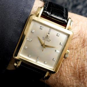 Montre Bracelet Vintage Gubelin Cioccolatone Ipso-matic Or Jaune 18kts -1954- 