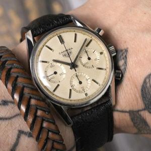 Heuer Carrera 12 "eggshell" Dial Chronograph Ref.2447s Cal.valjoux 72 -1964-