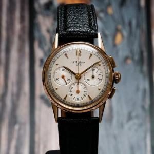 Lemania Chronographe 105 Or Jaune 18k -1950-