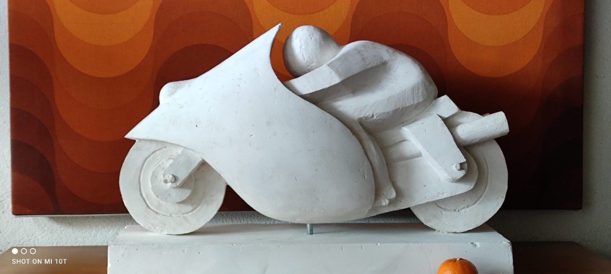 Plaster Sculpture 1950, Racing Motorcycle-photo-1