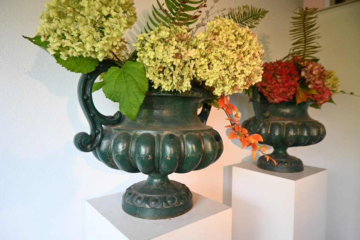 Paire De Vases En Fonte d'époque 19 ème-photo-2