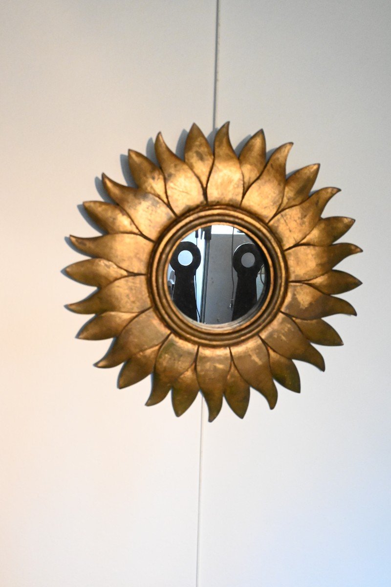 Miroir soleil Doré d'époque 1950