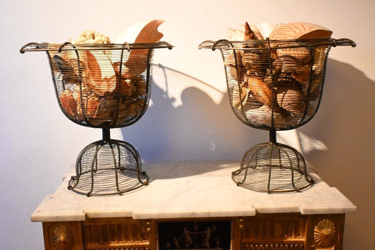 Pair Of Medici Wire Vases From The 1950s