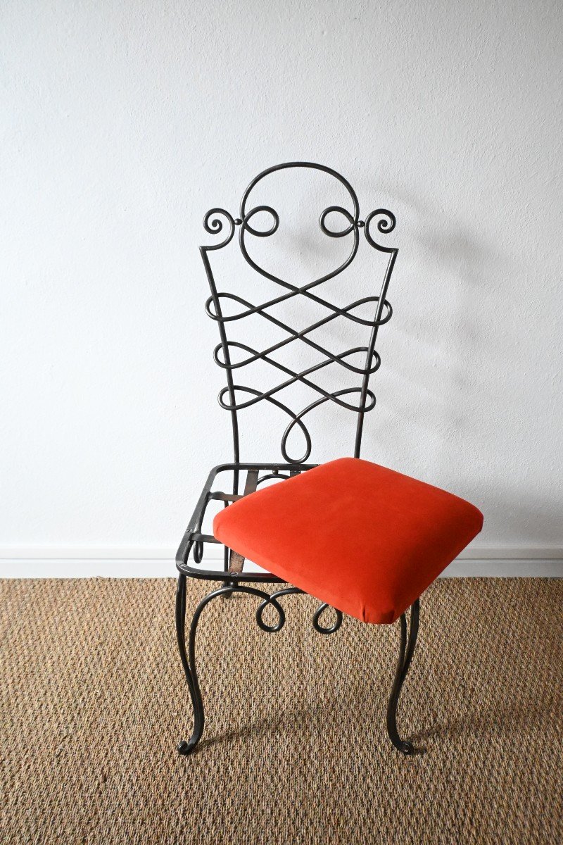 Wrought Iron Chair René Drouet 1940-1950-photo-4