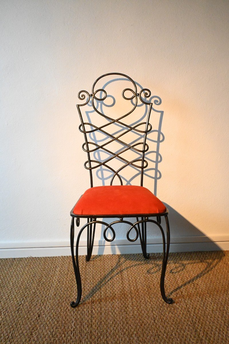 Wrought Iron Chair René Drouet 1940-1950-photo-3