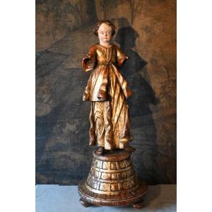 Wooden Sculpture Child Jesus From The 17th Century