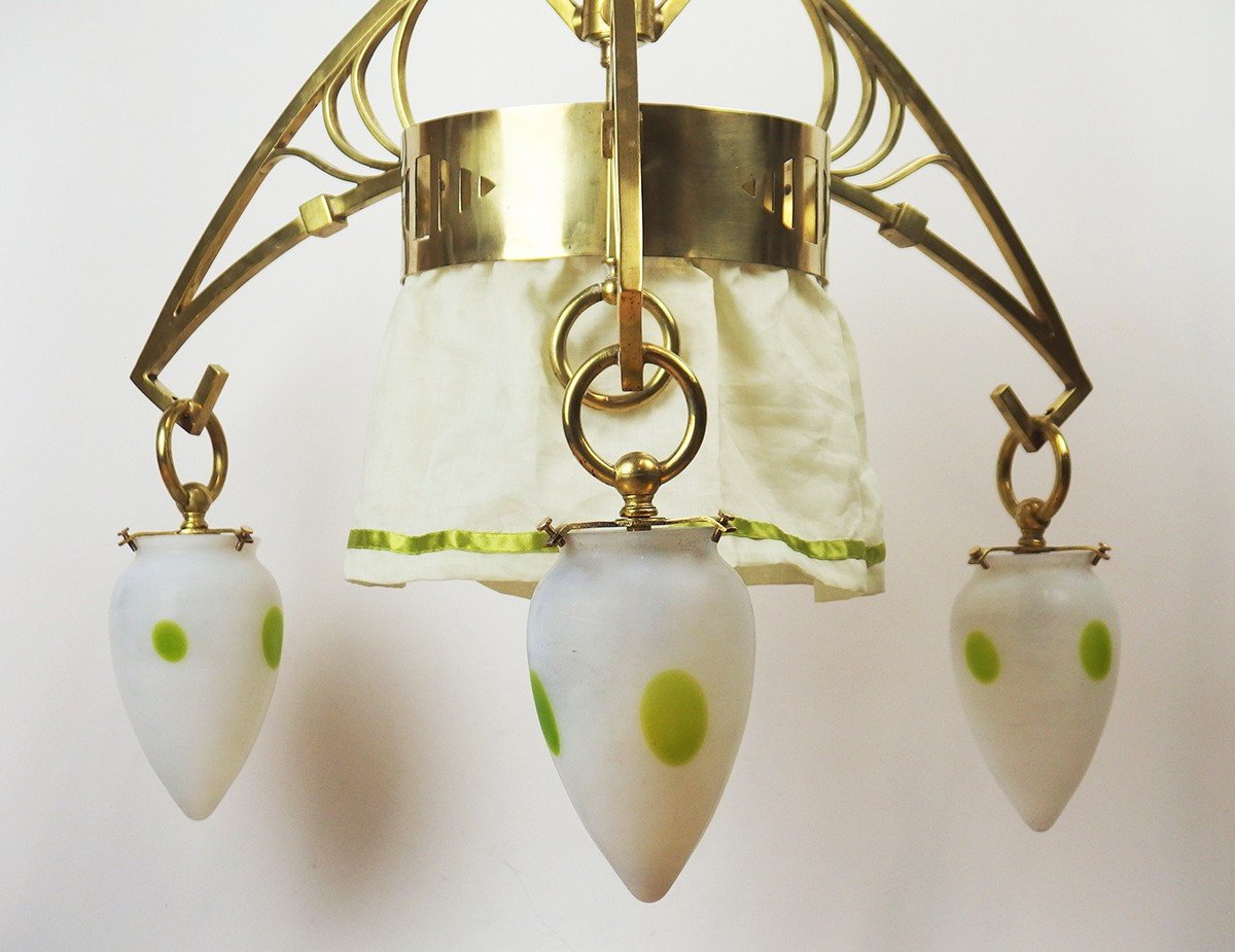 Lustre Art- Nouveau En Laiton-photo-4