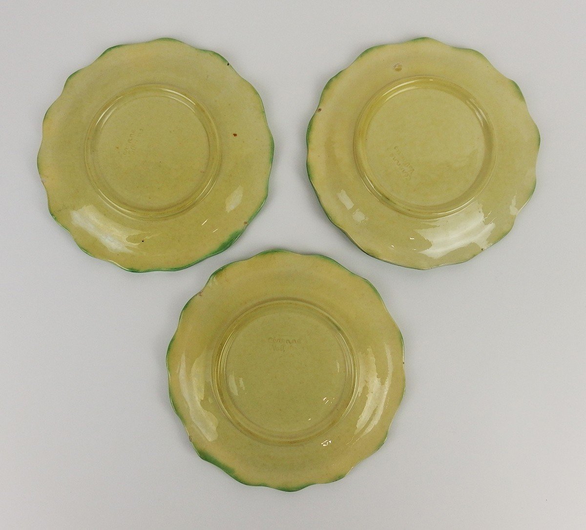 Set Of 6 Vallauris Cérenne Ceramic Dessert Plates And Dish.-photo-1