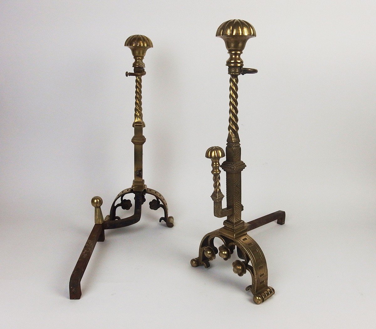 Pair Of Neo-gothic Bronze Andirons-photo-3