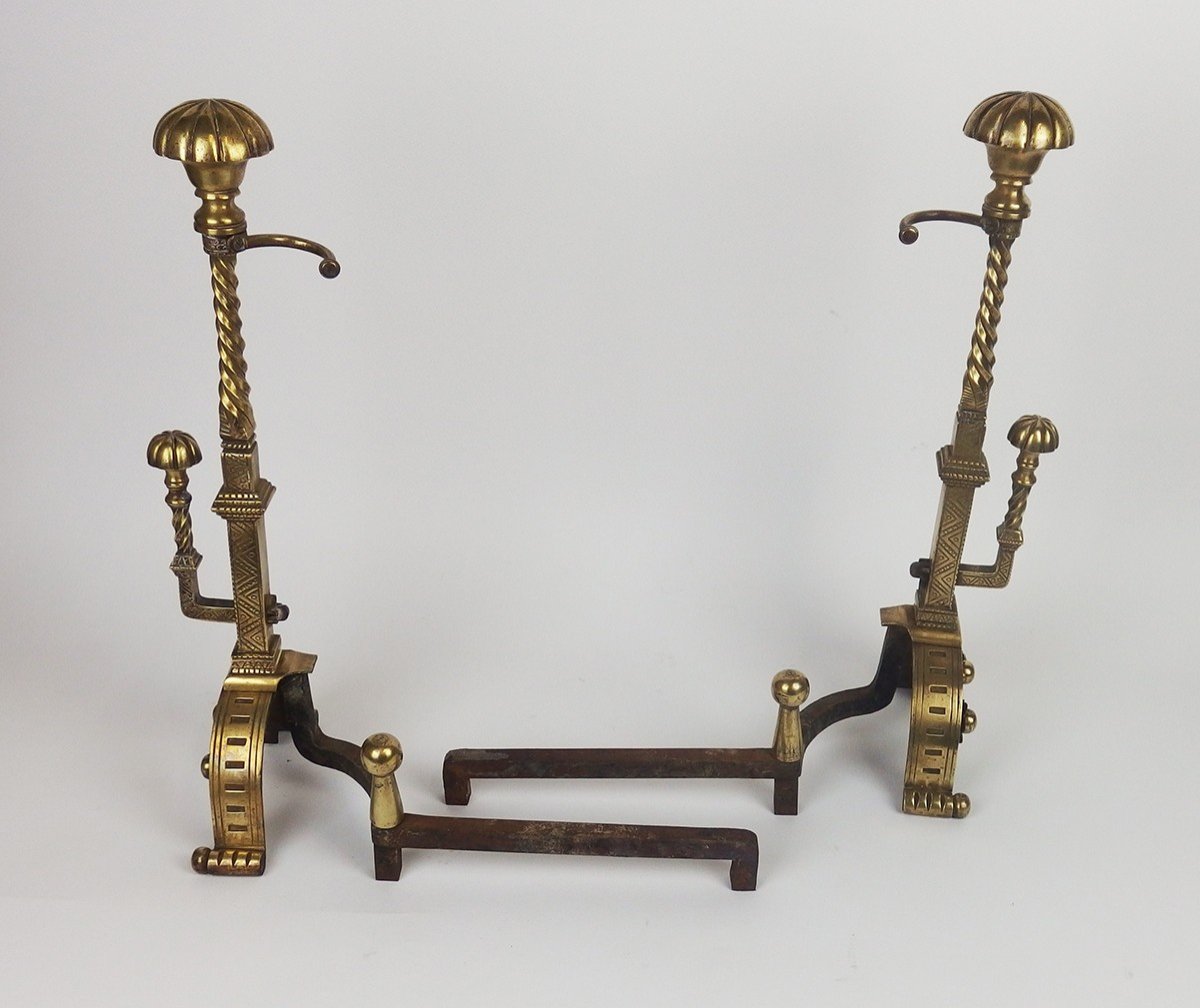 Pair Of Neo-gothic Bronze Andirons-photo-4