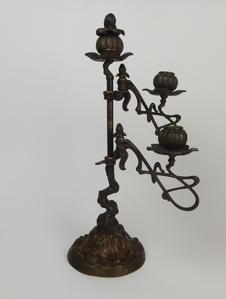 Pair Of "art Nouveau" Candlesticks-photo-2