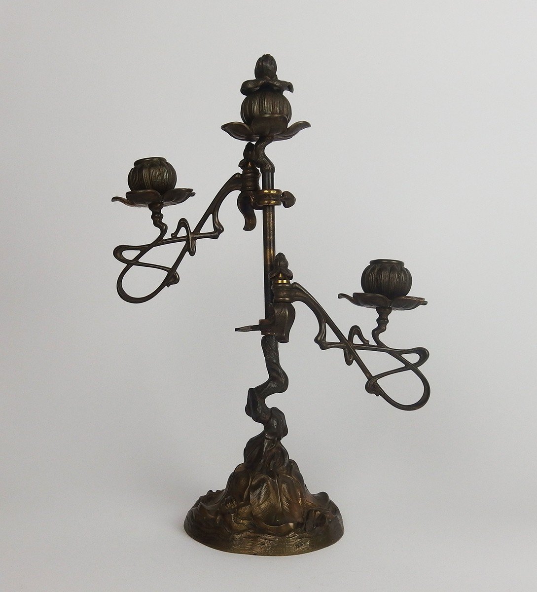 Pair Of "art Nouveau" Candlesticks-photo-4