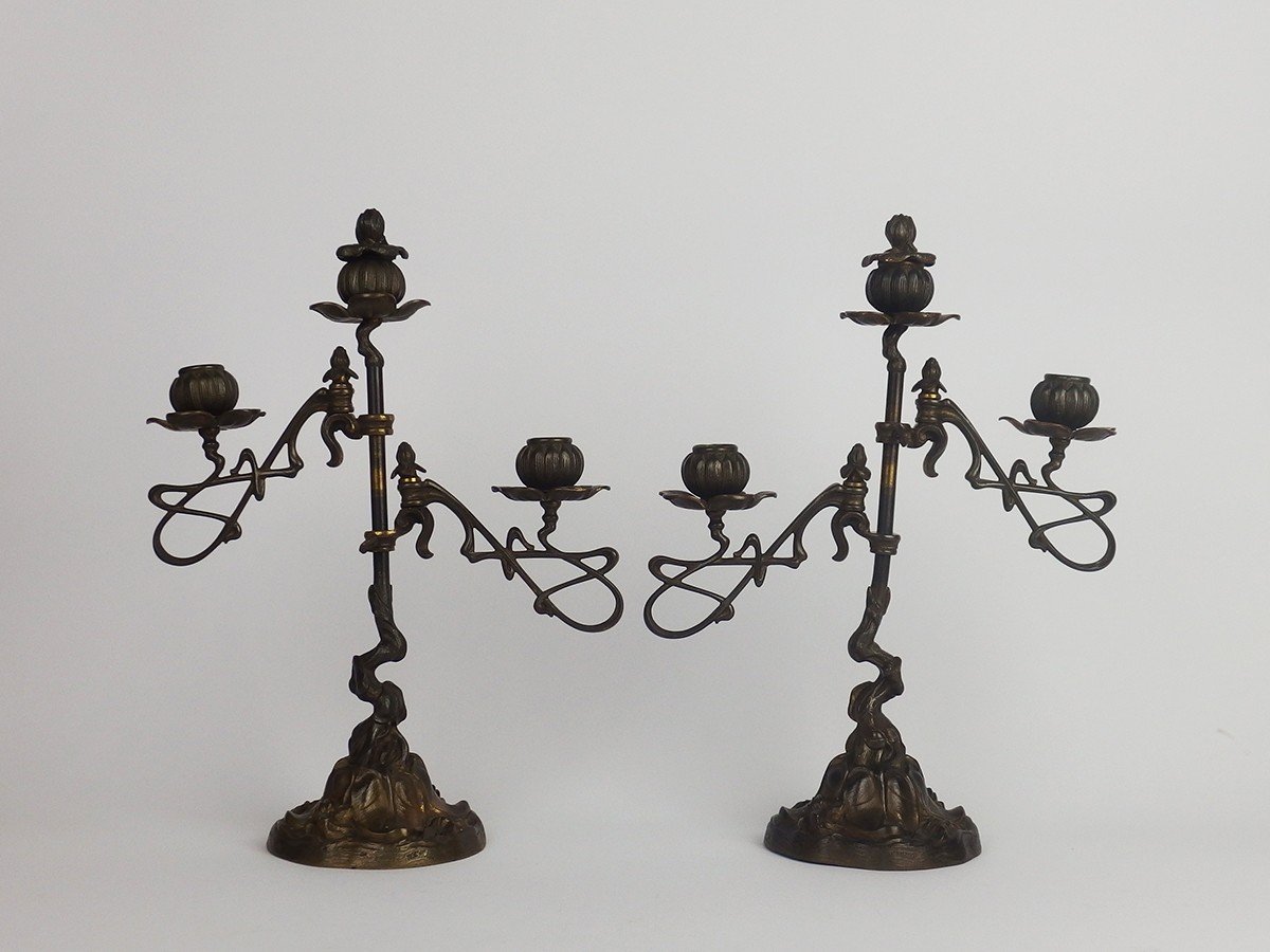 Pair Of "art Nouveau" Candlesticks