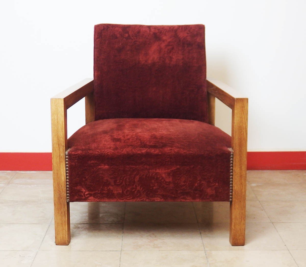 Pair Of Modernist Art Deco Oak Armchairs-photo-4