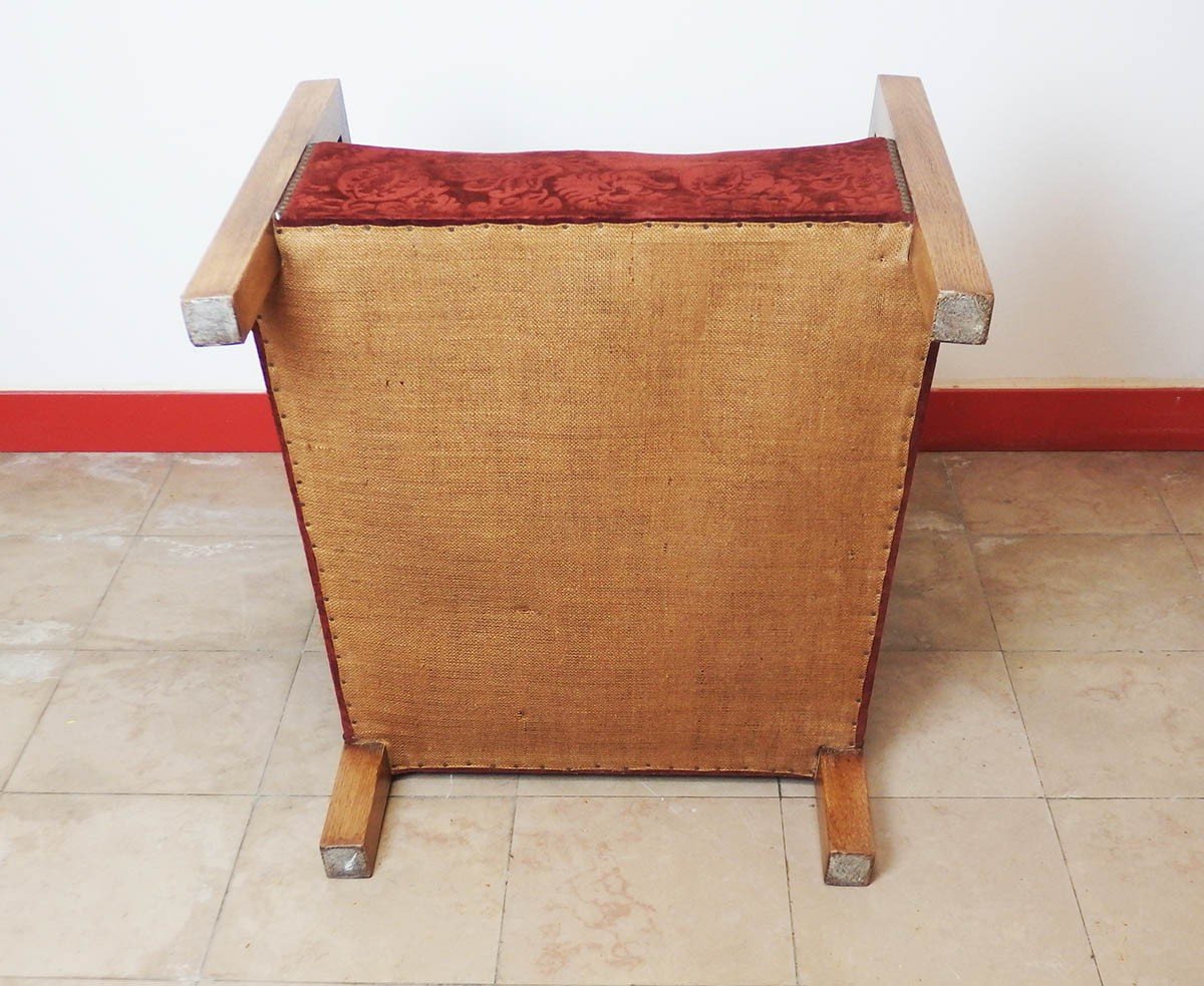 Pair Of Modernist Art Deco Oak Armchairs-photo-8