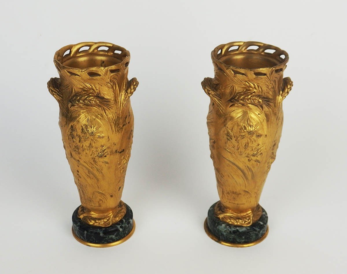 Pair Of Art Nouveau Vases By F Barbedienne-photo-2