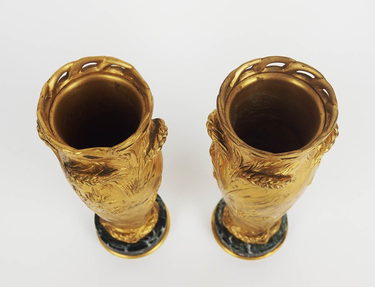 Pair Of Art Nouveau Vases By F Barbedienne-photo-4