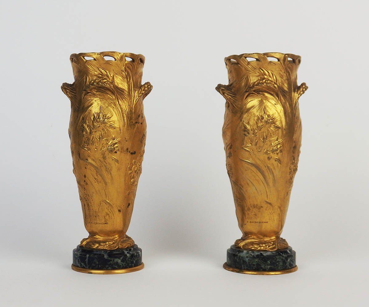 Pair Of Art Nouveau Vases By F Barbedienne