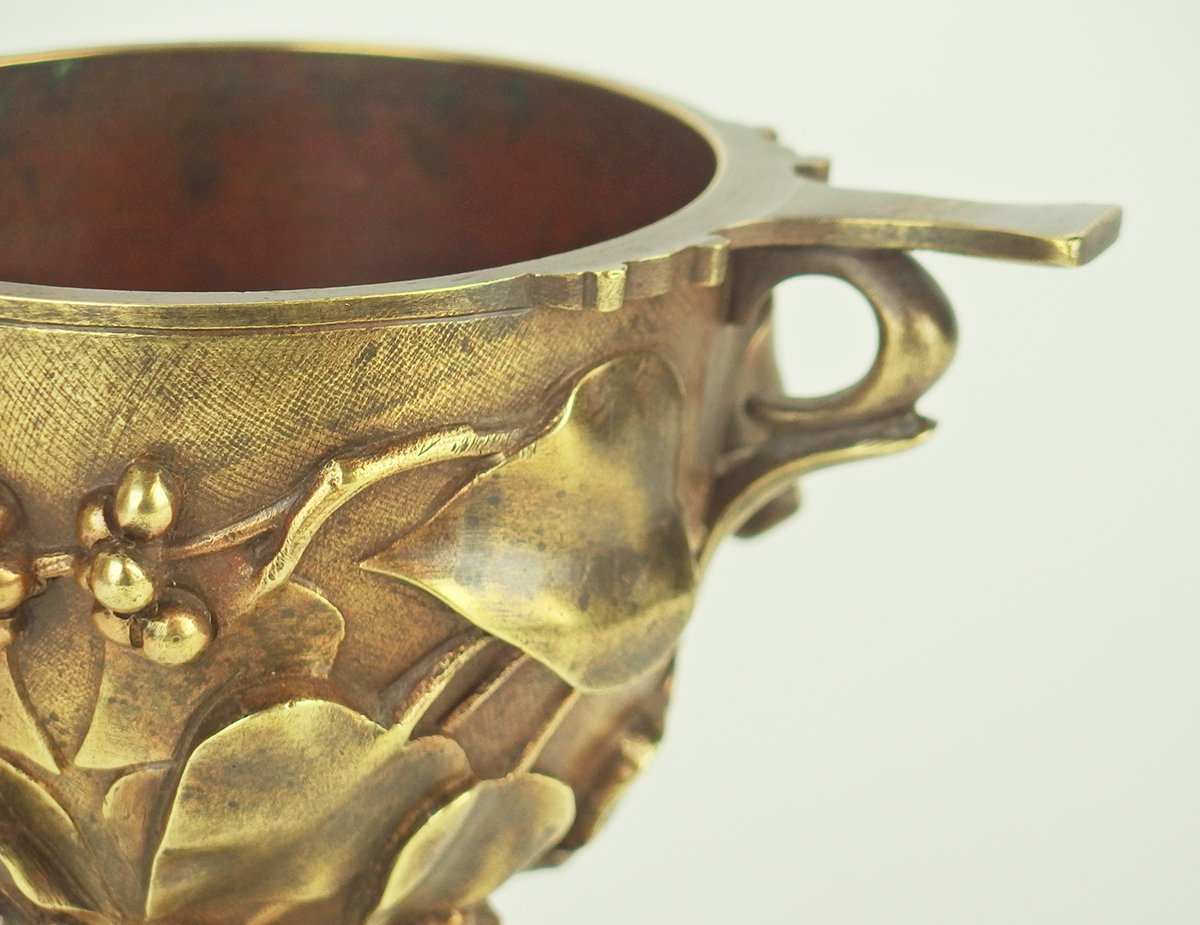 Bronze Cup In The Taste Of Antique Attributed To Barbedienne-photo-2