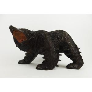 Ainu Bear In Carved Wood