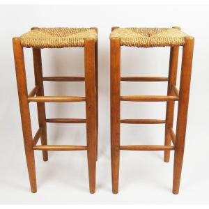 Pair Of Straw Bar Stools