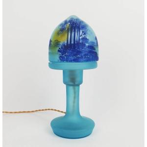 Painted Glass Mushroom Table Lamp