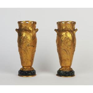 Paire De Vases Art Nouveau Par F Barbedienne