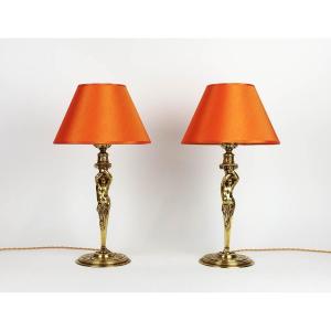 Pair Of Napoleon III Bronze Table Lamps