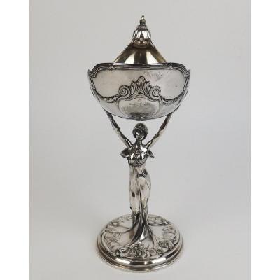 Art Nouveau Bowl In Silver Metal