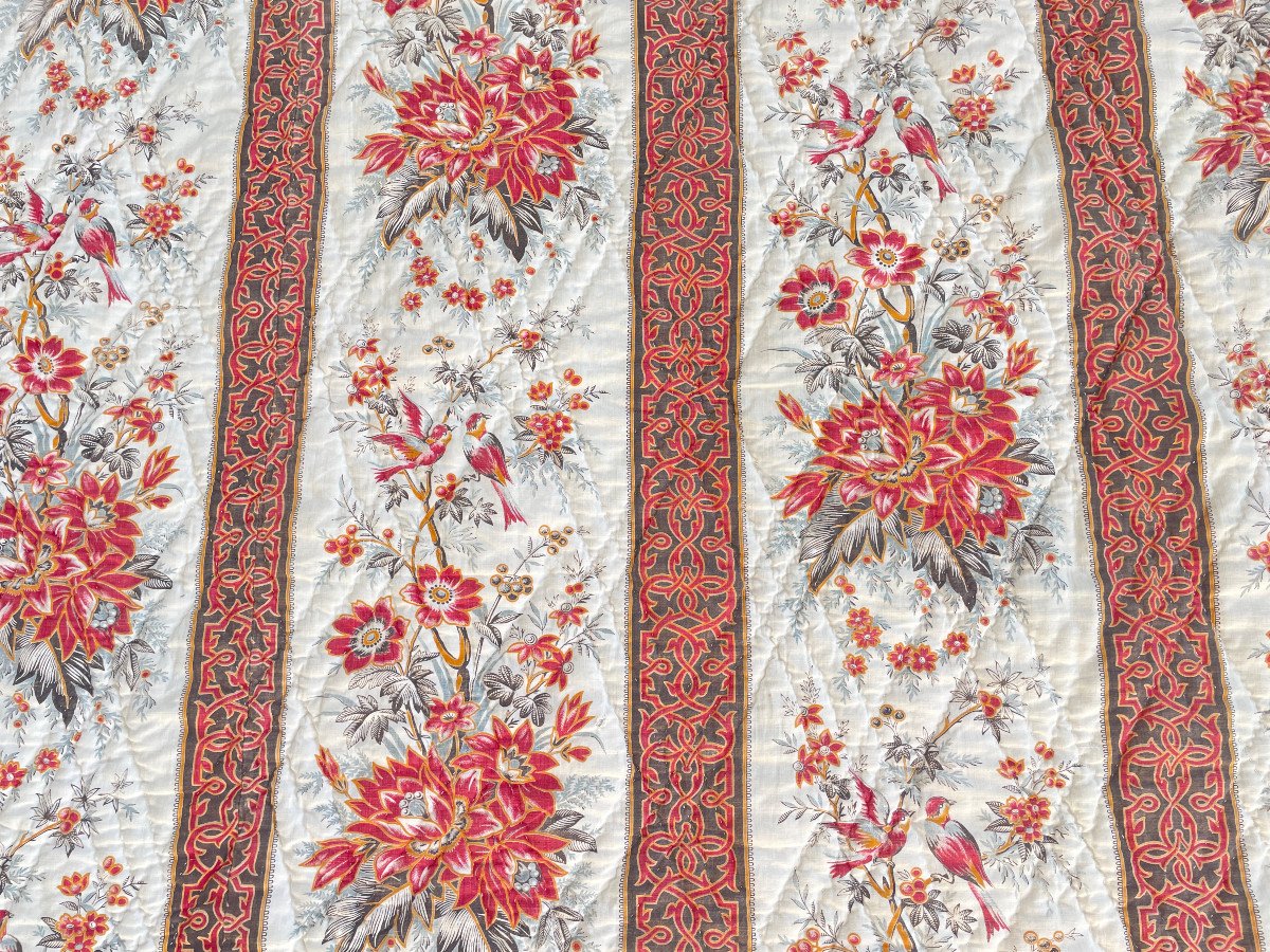 Quilted Boutis Blanket 19th Century, Napoleon III. Faces With Different Patterns - Antique Linen-photo-2