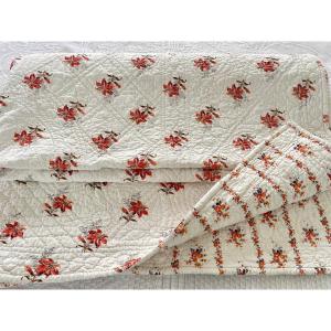 Quilt, Hand-stitched Blanket With Double-sided Provencal Patterns - Antique Linen