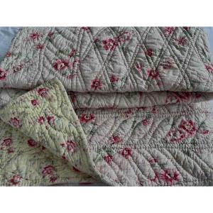 Quilt, Double-sided Hand-stitched Blanket With Floral Prints - Antique Linen