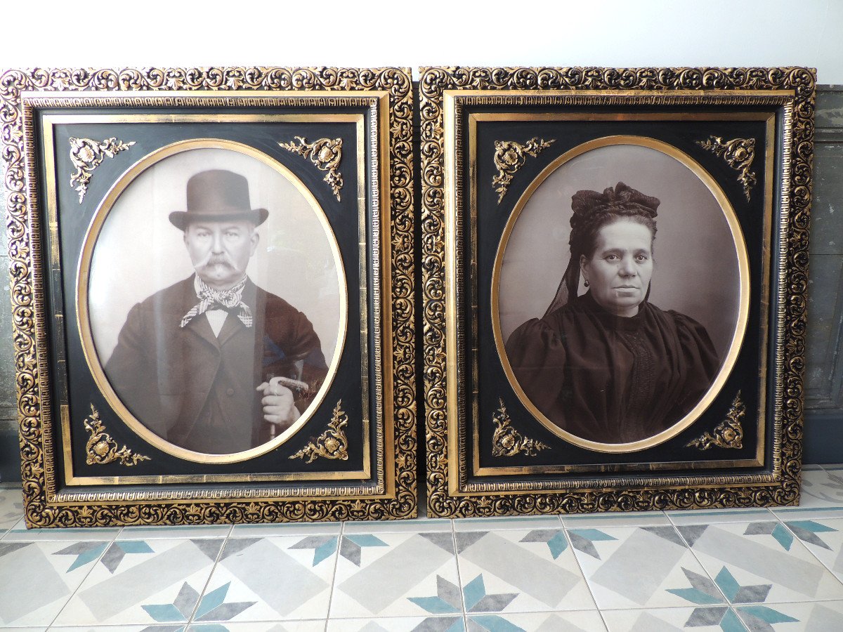 Pair Of Napoleon III Oval Frames, Photos Of The Blain Brothers In Valence 1897, 19th Century