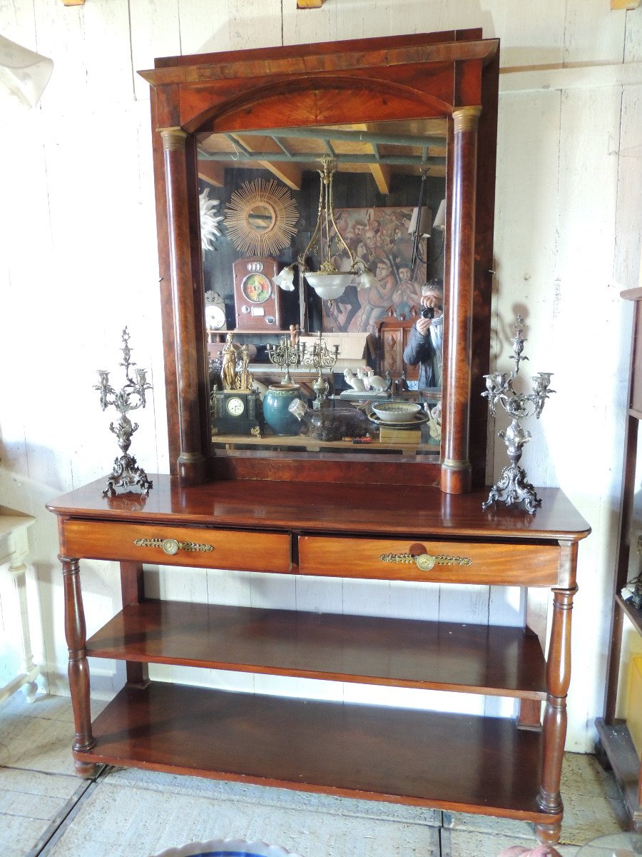 Mahogany Empire Console, Empire Set, 19th Century-photo-2