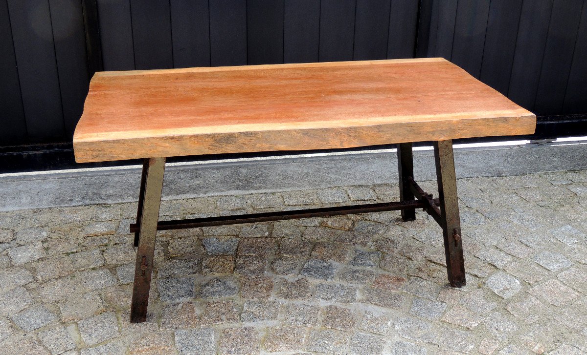 Salon Table, Olavi Hanninen, Brutalite Design, 50s - 60s, In Solid Elm, 20th-photo-2