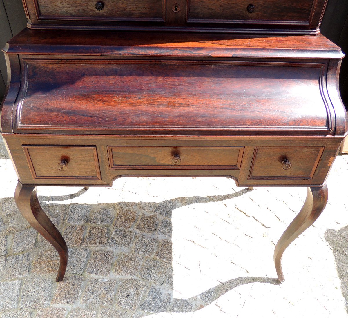 Bonheur Du Jour, Woman's Desk, Rosewood Furniture, Louis XV Style, 19th Century-photo-1