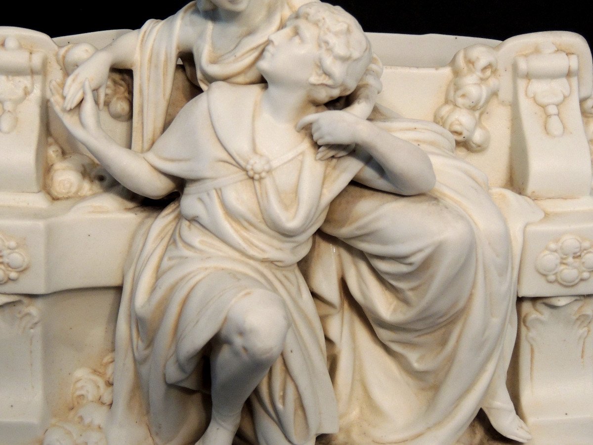Biscuit, Porcelain, Scene Of A Young Couple In Love On A Bench, Napoleon III, 19th-photo-1