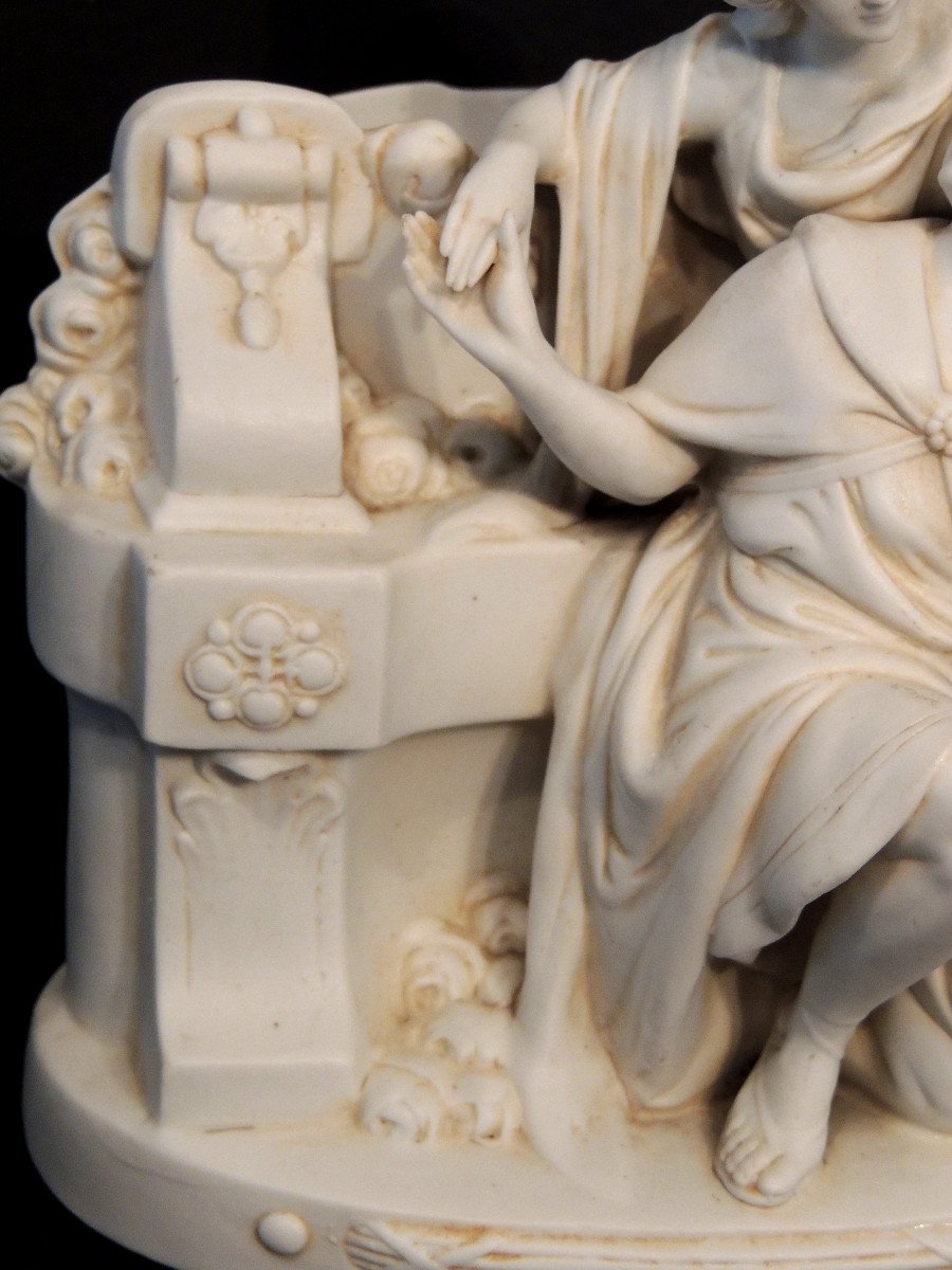 Biscuit, Porcelain, Scene Of A Young Couple In Love On A Bench, Napoleon III, 19th-photo-2