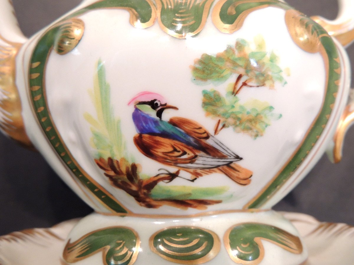 Tisanière En Porcelaine , Vieux Paris , Décors Scènes d'Oiseaux Peints à La Main , 19 ème-photo-6