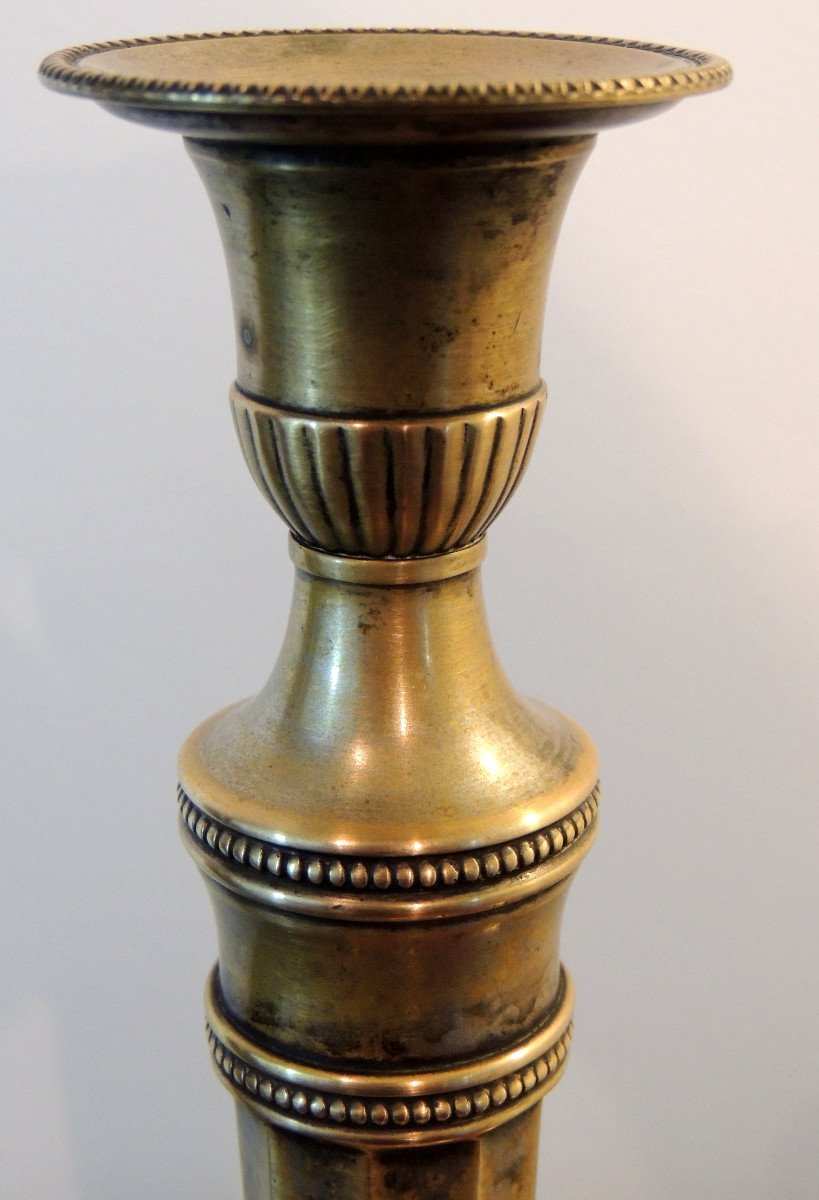 Bronze Candlestick, Empire Period Torch, From The 18th Century-photo-2