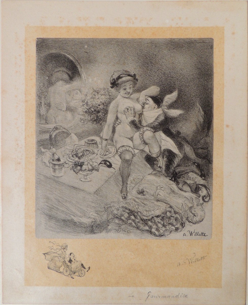 Adolphe Willette (1857 - 1926 ) Lithographies  Originales Les 7 Péchés Capitaux 1917 ,  20 ème-photo-2