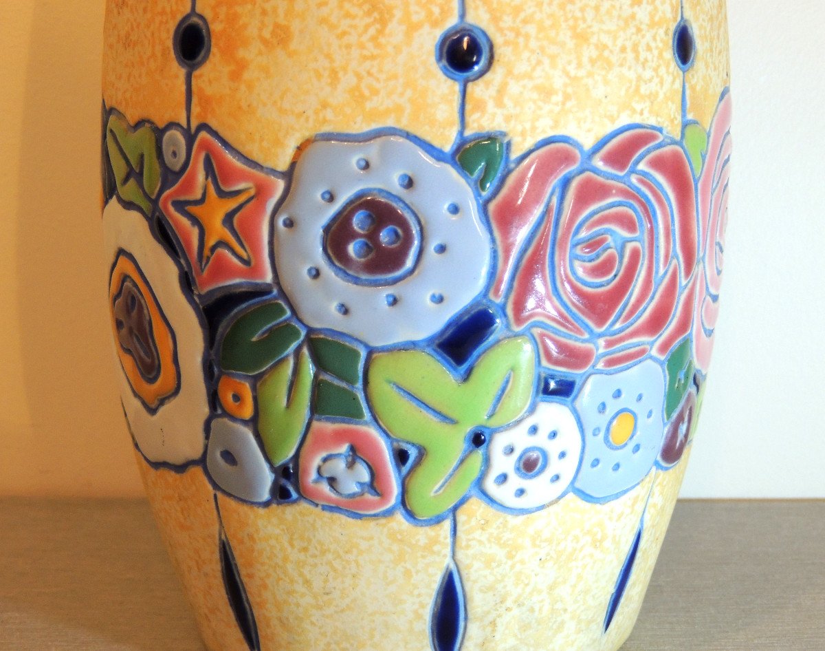 Amphora Vase, Art Deco Ceramic Vase, 20th Century-photo-3